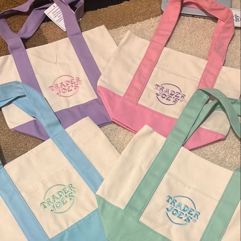 Trader Joe's Canvas Tote Bags - Pastel Collection